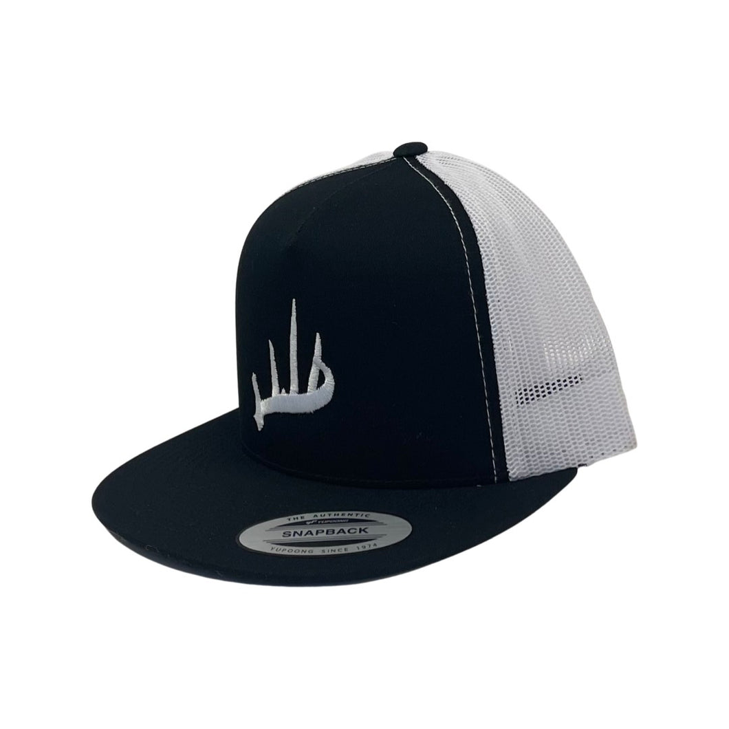 Retro Trucker Flat Brim Hats - White